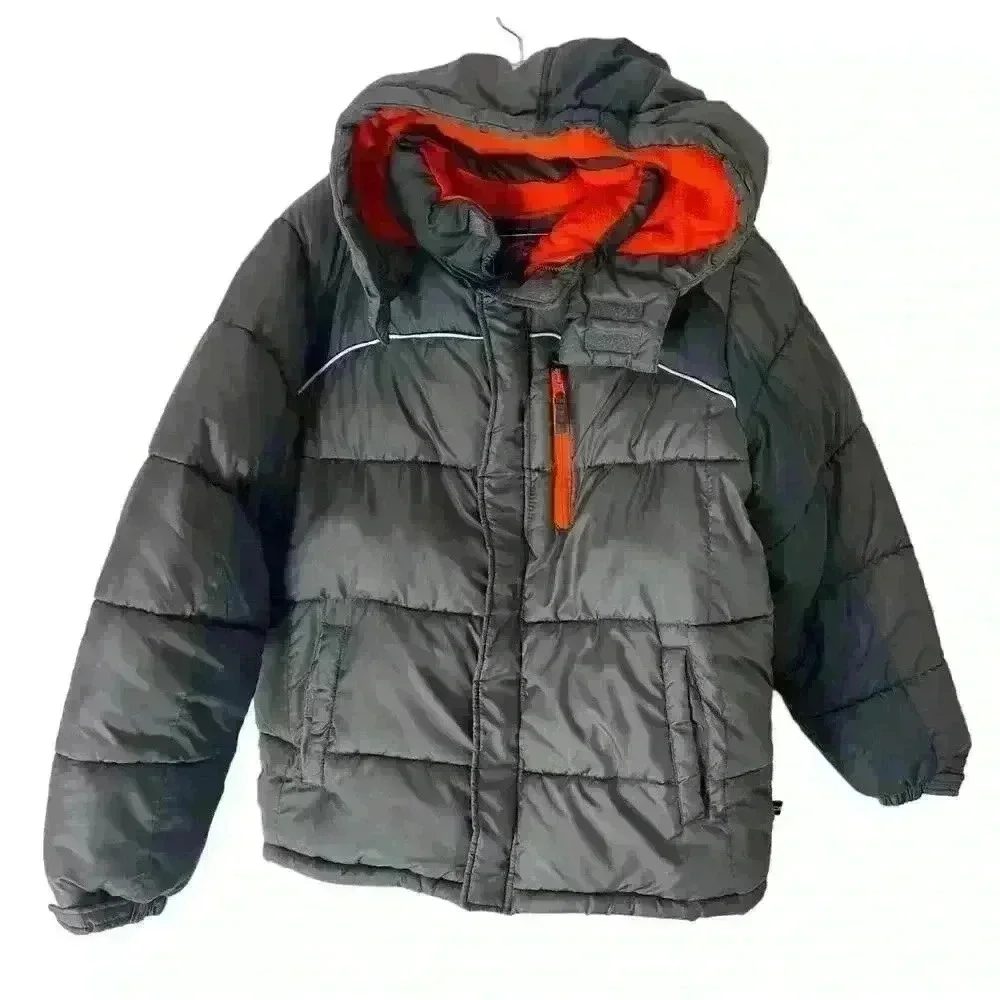 CB SPORTS Little Boys' XL(8-9) Gray Hooded Puffer Jacket w/ Hat NWT $85
